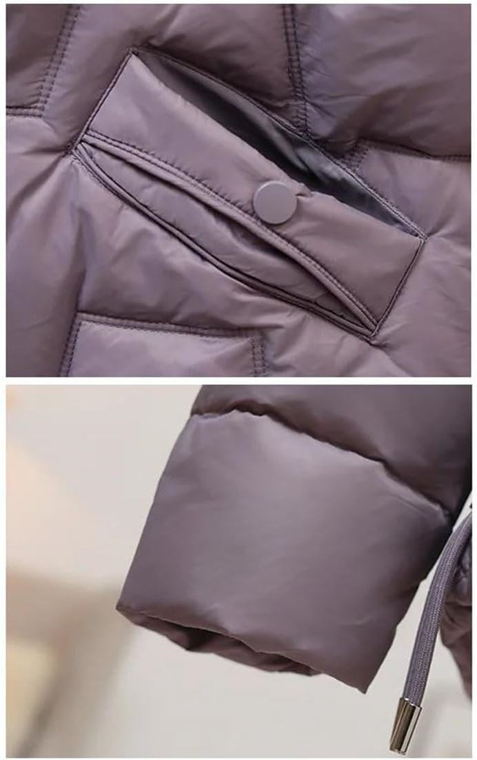 Women’s White Duck Down Jacket Hooded Warm Winter Coat Casual Solid Outwear