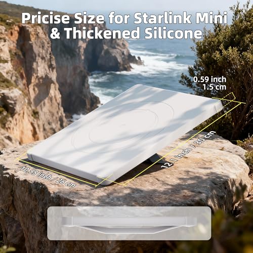 Image of White Starlink Mini Cover, Starlink Mini Protective Cover Liquid Silicone Sleeve Accessories for Camping Outdoor Protector from Scratching Hailstone