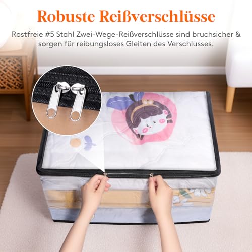 Lifewit 6er Pack Transparente Plastik Aufbewahrungstasche, 60L Kleiderschrank Organizer Aufbewahrungsbox mit Deckel Kleideraufbewahrung… – Ansicht 5