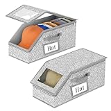 Qzakce Hutschachtel M&uuml;tzen Stapelbare Kappenhalter Hut Aufbewahrungsbox mit Sichtfenster Stapelbare Staubdichte Hutbox Organizer f&uuml;r bis zu 24 Baseballcaps H&uuml;te 2 St&uuml;ck
