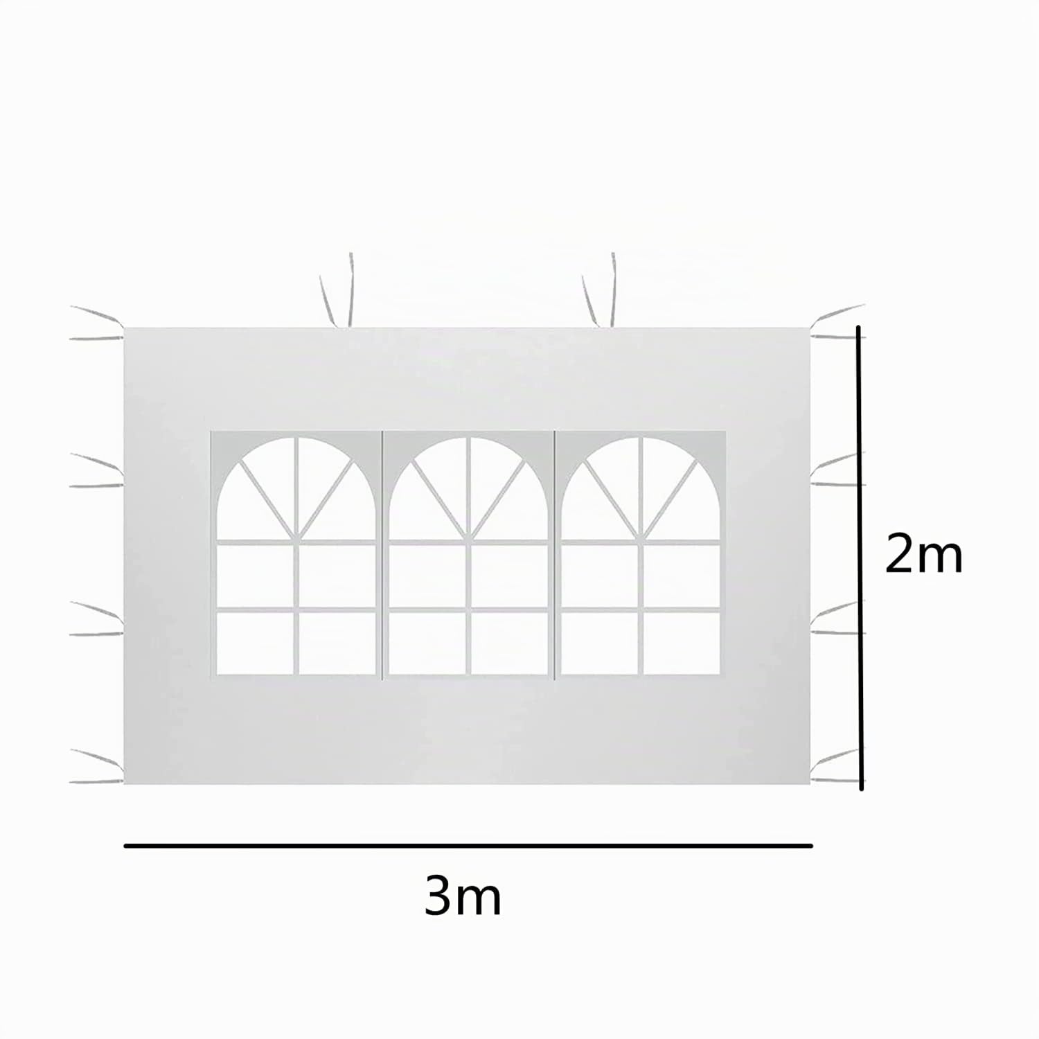2 Pezzi Pannelli Laterali per Gazebo Impermeabili, 3 x 2 m, Tessuto Oxford 210D con Finestra in PVC – Ricambio per Gazebo da Giardino, Esterno, Feste