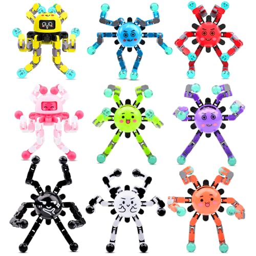 Transformable Fidget Spinner Toys for Kids and Adults,9 PCS Finger Sensory Toy for Teens with Autism ADHD Anxiety Relief,Birthdays Gifts Party Favors for Boys Girl Travel Stocking Stuffers