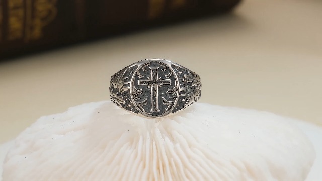 PYTALI Cross Ring for Men Sterling Silver Religious Christian