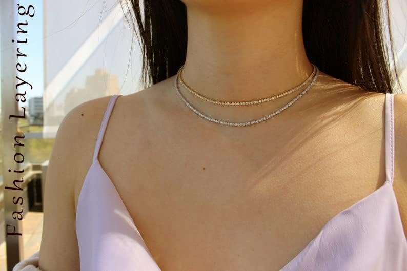 2pcs Diamond Choker Clear Crystal Women Rhinestone Necklace Sparkling Gift Jewelry - Image 2