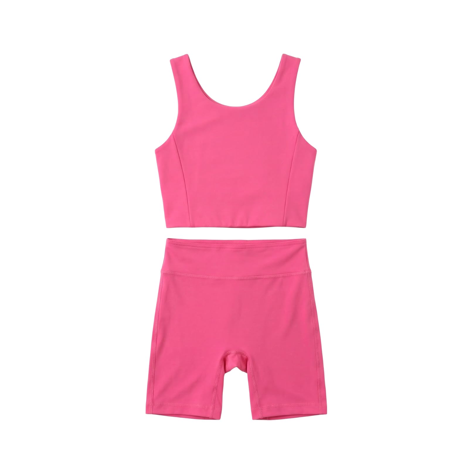 WELAKEN Girls 2 Piece Athletic Crop Tank Top and Biker Shorts Set