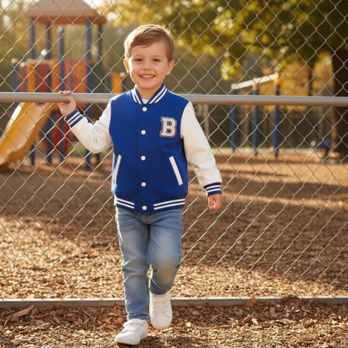 Image of Volunboy Boys Varsity Letterman Jacket Baseball Bomber Coat