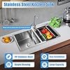30.7 x 16.9inch Kitchen Sink Double Basin Stainless Steel Drop in Kitchen Sink Double Bowls with Basket Strainer, Drain Set