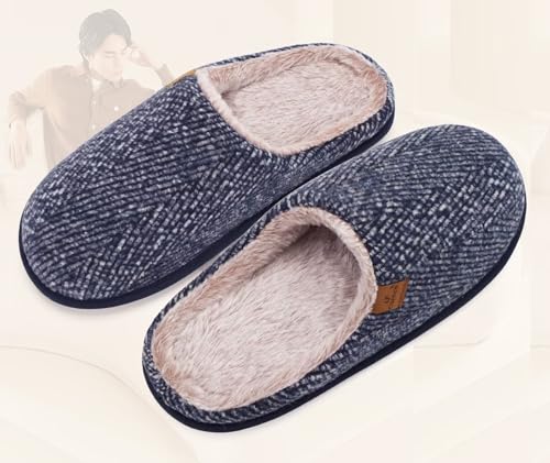 Image of COFACE Mens Cozy Memory Foam Scuff Slippers Casual Slip On Warm House Shoes Indoor /Outdoor Sandal Slippers With Arch Support Rubber Sole Size 7-15