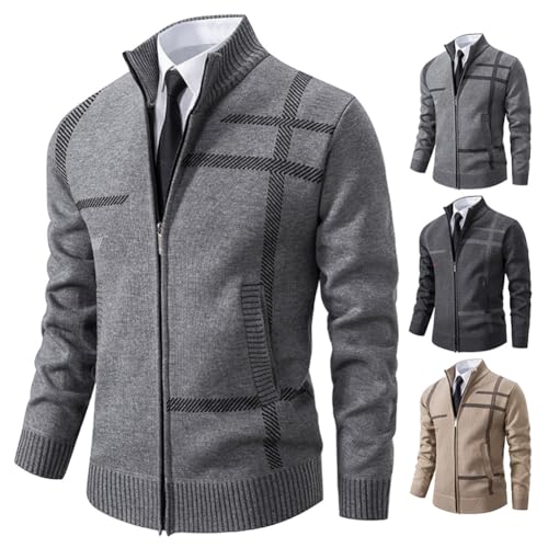 Zip Up Cardigan Sweater for Men Stand Up Collar Sweater Shirt Long Sleeve Casual Sweater Coat3