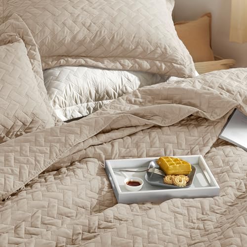 Bedsure King Size Quilt Set - Lightweight Summer Quilt King - Light Camel Bedspread King Size thumb #2