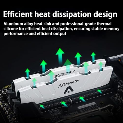Image of DDR4 RAM 16GB (2x8GB) 3200MHz PC4-28800 CL18 1.35V XMP 288-pin Desktop PC Memory Module with Heatsink White Acclamator Ounce