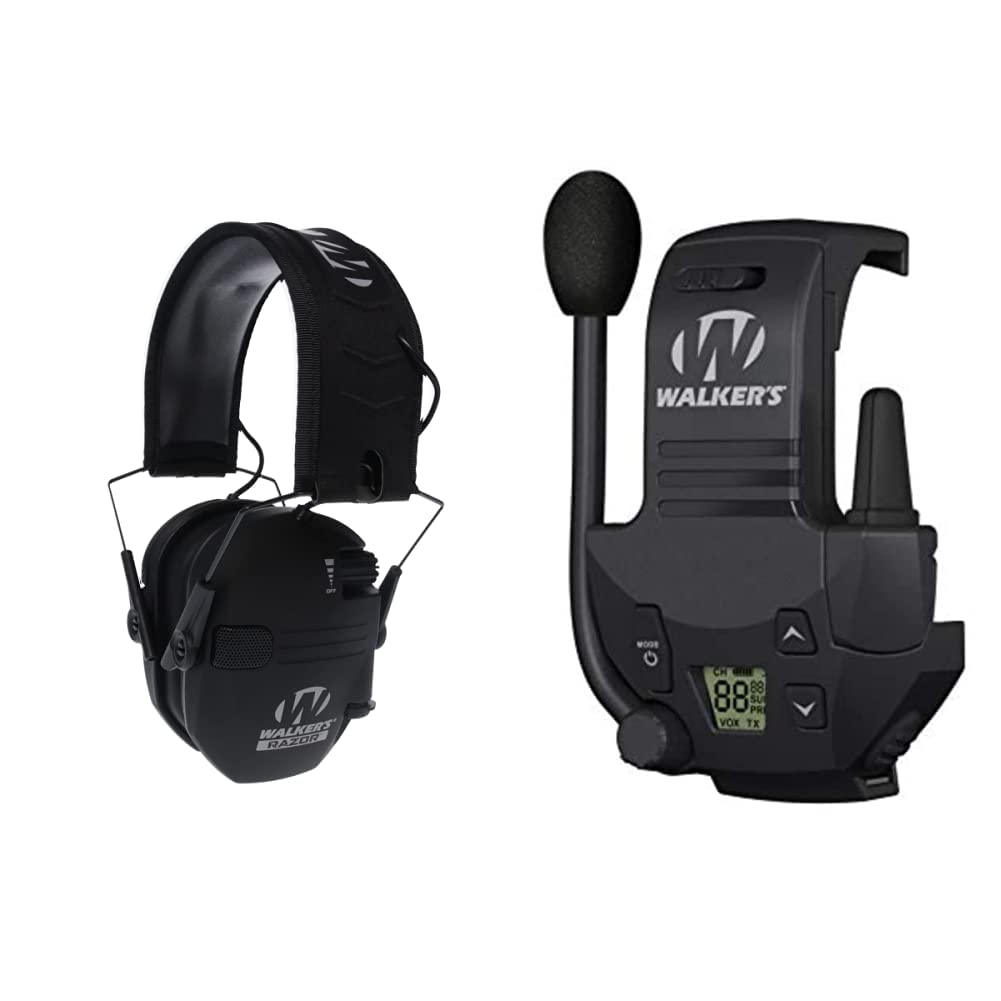 Walker'sRazor Slim Electronic Muff, Black Razor Walkie Talkie Handsfree Communication up to 3 Miles, Black
