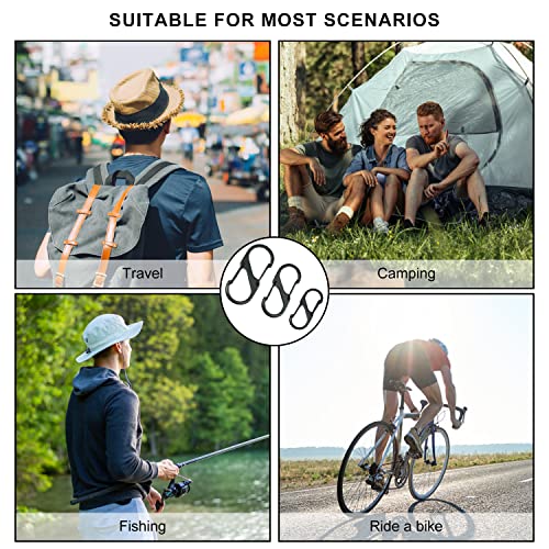 Moschettone nero a forma di S da 12 pezzi, fibbia