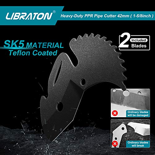 Libraton PVC Cutter up to 1-5/8", Pipe and Tube Cutter Heavy-Duty with Replacement Blade, One-Hand Fast Pipe Cutting Tool with Ratchet Drive for Cutting PEX, PVC, PPR Plastic Hoses and Plumbing Pipe by LIBRATON - Image 4