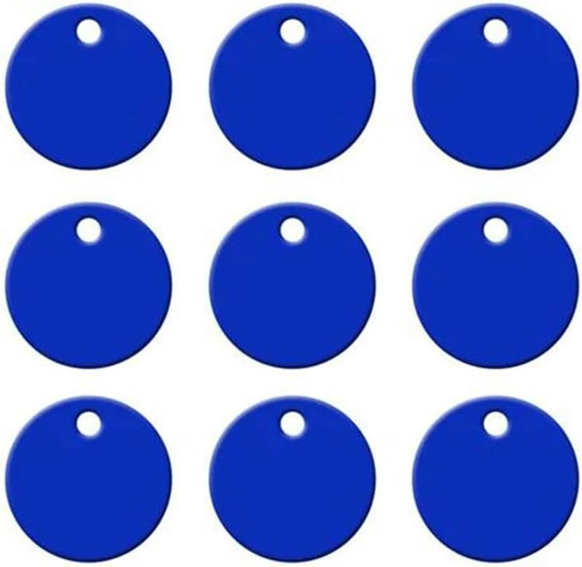 Lot de 100 étiquettes d'identification rondes en aluminium pour animaux de compagnie, nom, numéro de téléphone, adresse, pendentif, étiquette d'identification vierge pour chien, plaque signalétique p