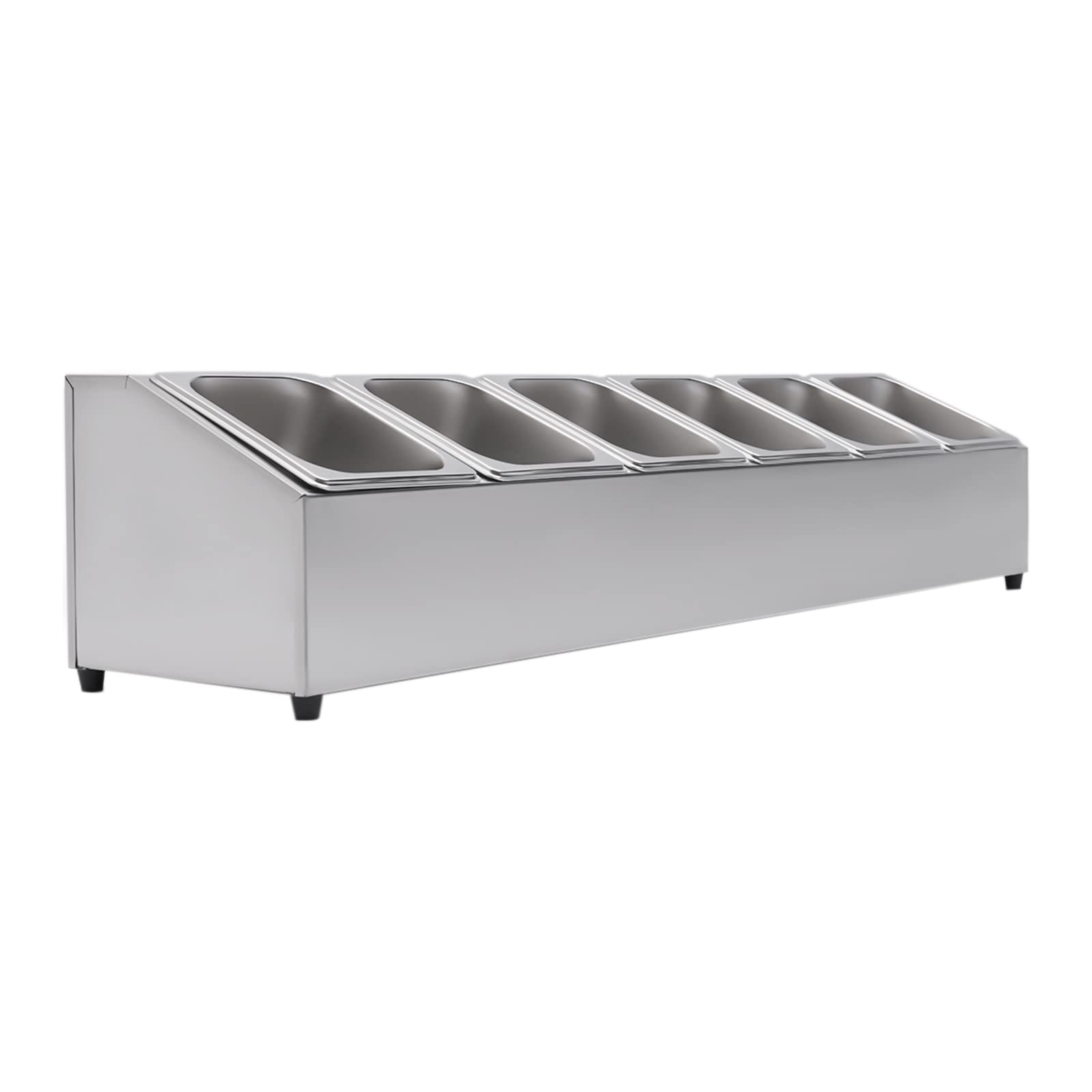 Contenedor de ingredientes de acero inoxidable 6 rejillas restaurantes caja de ingredientes de acero inoxidable con tapa GN bandeja de ingredientes caja de ingredientes