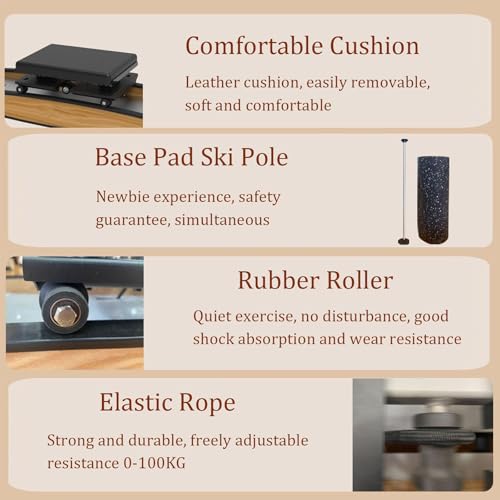 Image of Ski SMachine for Home /Gym | Customizable Resistance | 330lbs Capacity | Solid Oak Frame | Multifunctional Cardio Trainer for Fitness & Ski Exercise