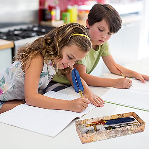 Aifeiter Quill Pen And Ink Set,Feather Pen Ink Set,Calligraphy Pen Set Fountain Dip Pen And Ink Set,Calligraphy Pen For Writing,Christmas Gift For Handwriting Lovers Birthday Gift-Bule #TOP4