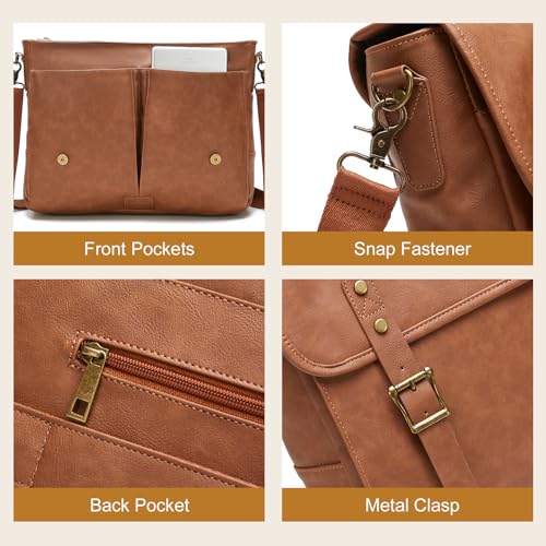 Bolso mensajero de cuero para hombre para laptop 15.6 pulgadas miniatura 6