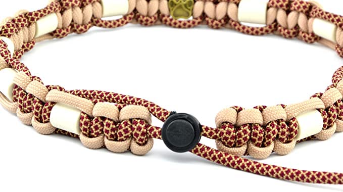 EM-Keramik-Halsband für Hunde & Katzen - Maßanfertigung EM-Band Original US-Paracord (Unter 20 cm, Bordeauxrot)