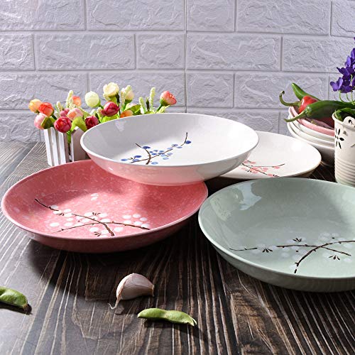 Japanese Ceramic Plates, 8 Inch - Ceramic Dinner Plates Set Of 4, Household Tableware Plates #TOP5