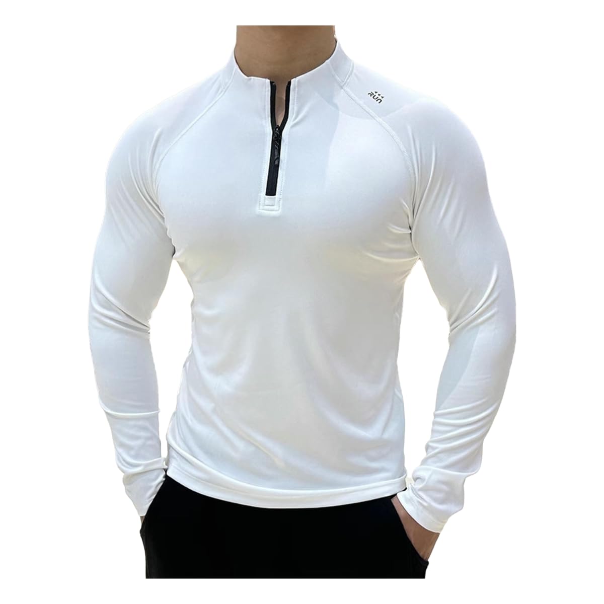 Męski T-shirt z długim rękawem, koszulki męskie z zamkiem błyskawicznym, koszulki sportowe na świeżym powietrzu