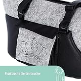 Kerbl Pet Tragetasche Chiara, Transporttasche, schwarz/grau, 46x23x25cm, Polyester, weiches Innenfutter, Innenkissen waschbar, für Hunde und Katzen