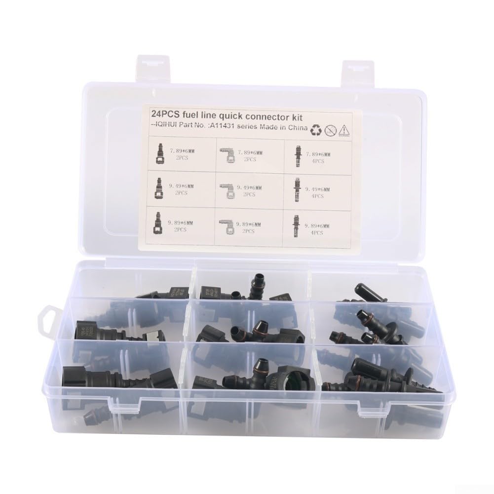 Lot de 24 raccords rapides ID6 pour tuyau diesel de 6 mm avec connecteurs ABS mâles femelles de 7,89 mm, 9,49 mm, 9,89 mm, pour l'entretien de voiture et de camion