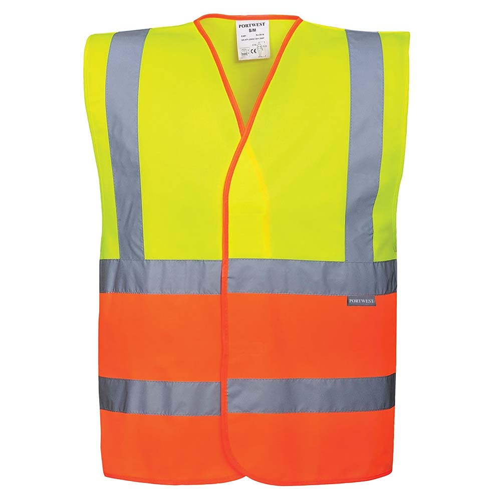 PortwestTwo Tone Hi-Vis Vest, Size: L/XL, Colour: Yellow/Orange, C481YORL/XL