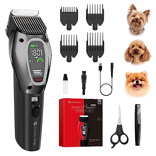 Dog Care Smart Dog Clippers, Cordless Dog Grooming Clipper Kit With Heatproof Blades, Led Display, 3 Speeds, Auxiliary Light, Rechargeable Heavy-Duty Professional Pet Hair Trimmer Shaver For Dog Cat #TOP11