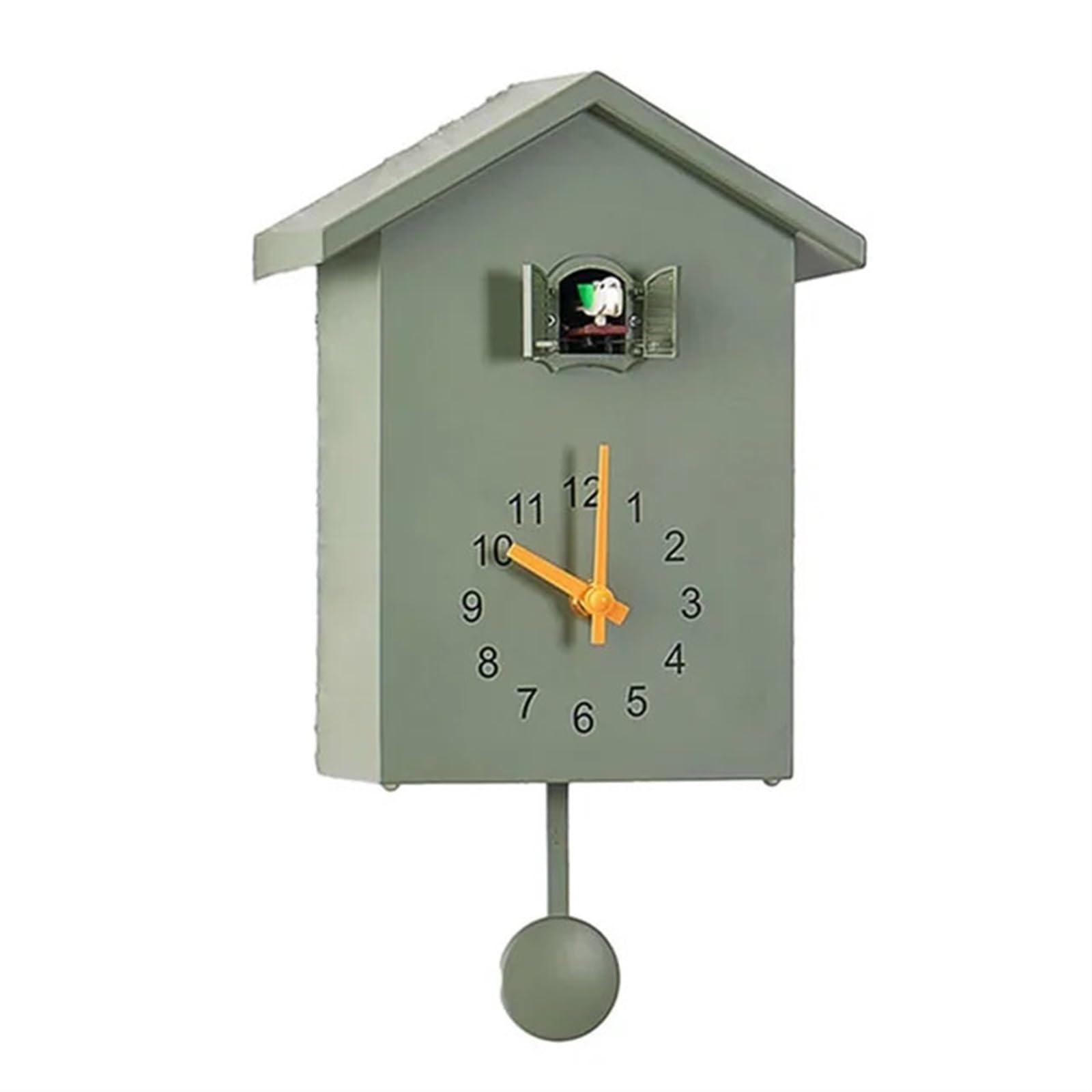 SNGUOQ Cuckoo Wall Clock Creative Pendulum Clocks Bird House For Living Room Kitchen For Bedroom Office(Green)