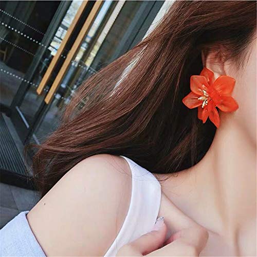 Fashion Bohemian Acrylic Large Matte Flower Dangle Earrings with Gold Flower Bud for Women, Mom, Lover and Friends3