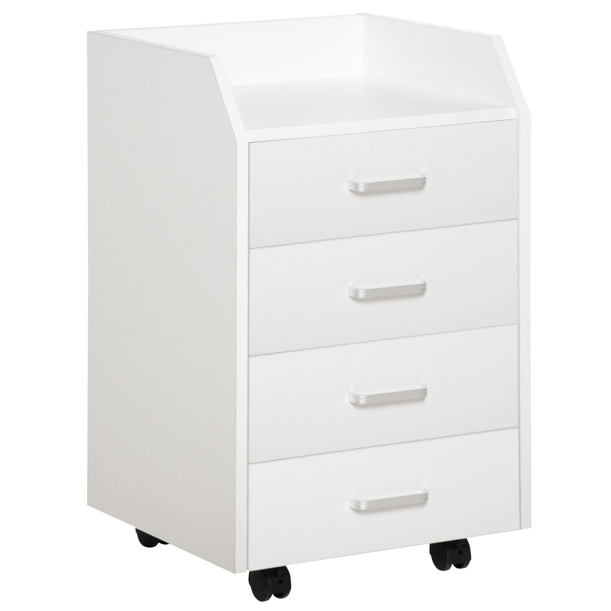 HOMCOM 4-Schubladen-Aktenschrank, mobil, Weiß
