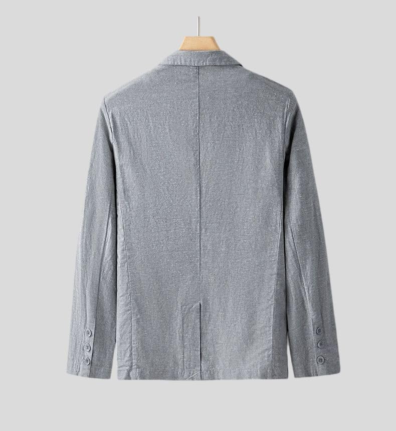 Blazer décontracté en lin homme veste manches longues ample - 2