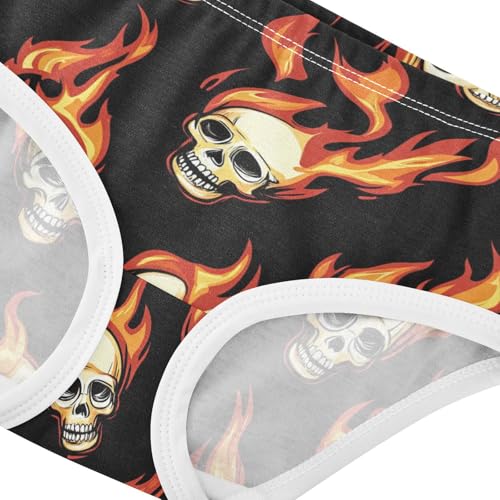 Wusikd Flaming Skulls Girls' Underwear Cotton Black Girls Briefs Soft Toddler Underwear 2T4