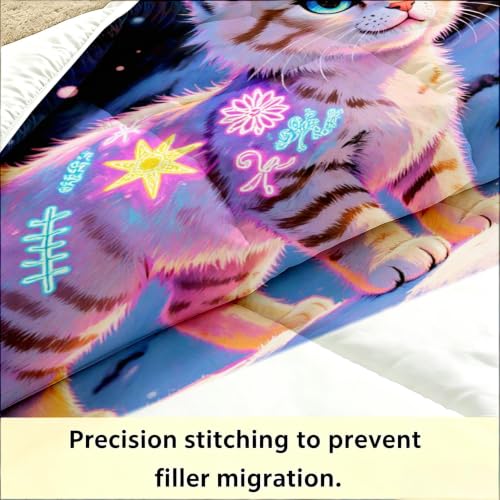 Juego de cama de gato 3D 220x240 cm con dos fundas de almohada para cuatro estaciones 5