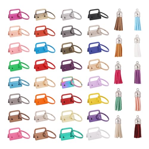Matériel de poignet pour porte-clés DIY : lot de 20 avec glands colorés
