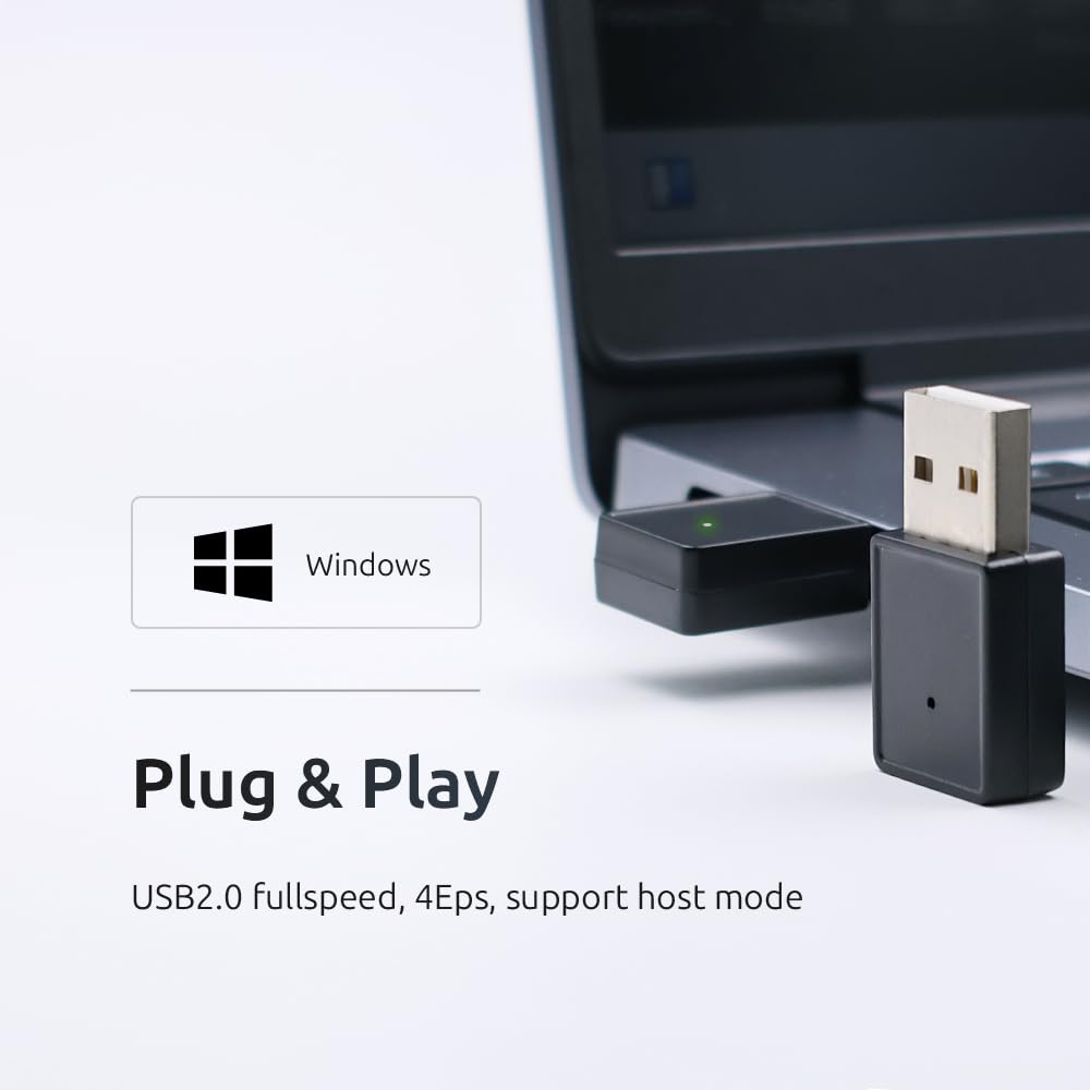 Feasycom FSC-BP101Y Classical/BLE BT5.2 Dongle de modo dual 2.4GHz transceptor Mini Windows USB Bluetooth adaptador para teclado/ratón/portátil/escritorio/altavoces/auriculares/controlador