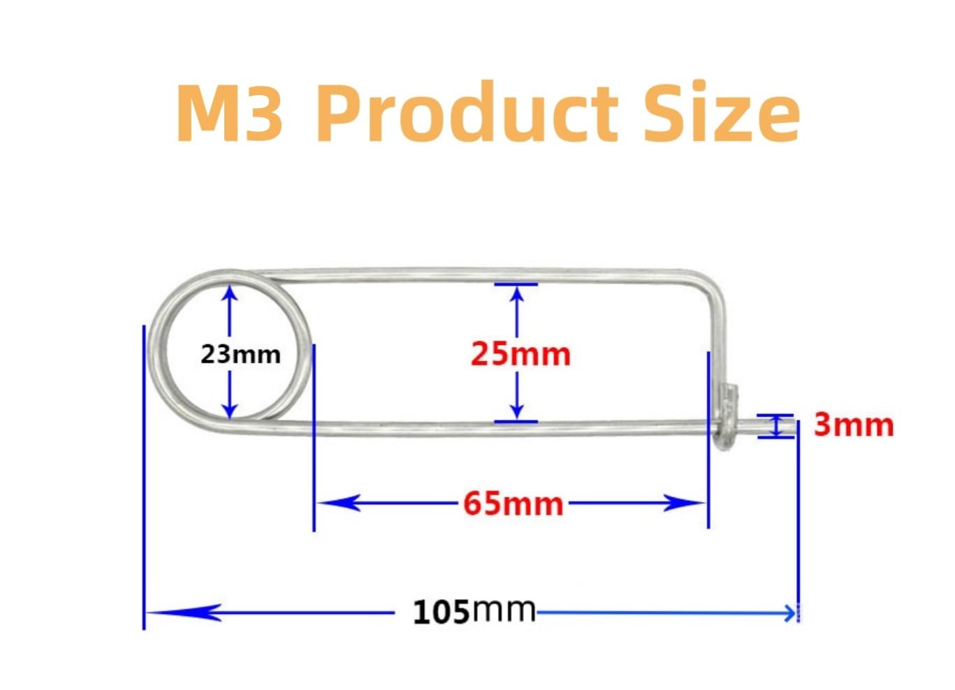 MerciL 8PCS Steel Brooch Shape Cotter Safety Pins, Spring Pin Wire Lock Pin Quick Lock Brooch Locking Fastener for Farm Lawn Garden Hitch (M3*105)