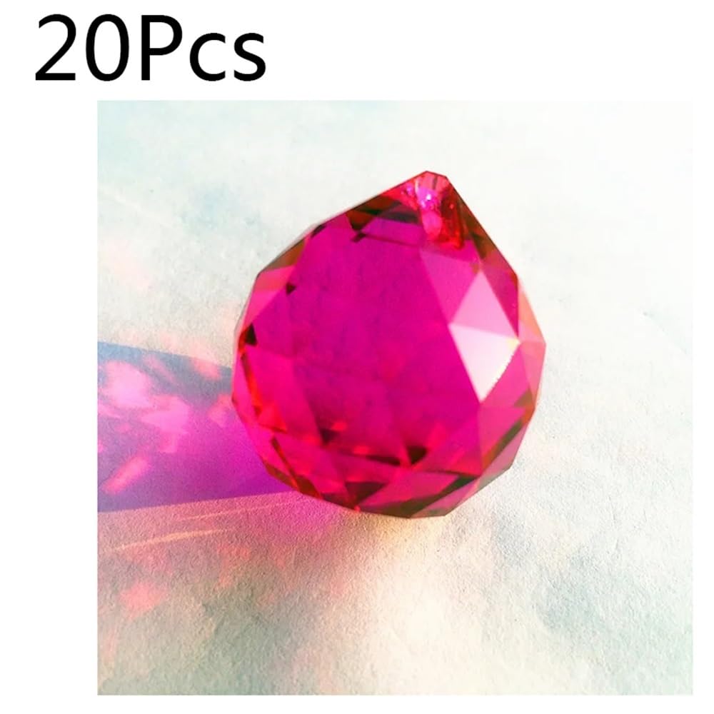 Boule à facettes en cristal de 30mm, 20 pièces/lot, décoration en verre