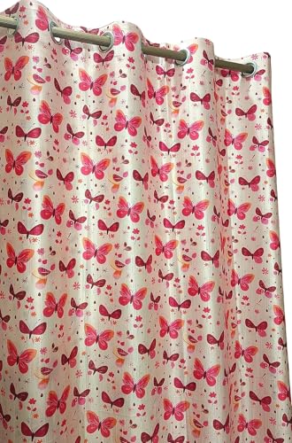 Image of Light Filtering Pink Butterfly PrintCurtain for Kids Room Girls Room Curtains 5 Feet Set of 1 pcs Door Panels 5 ft Curtain for Teens, Pink Color Curtains