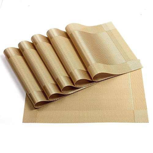 Image of Placemats Heat-Resistant PVC Placemat for Dining Table Woven Vinyl Stain Resistant Table Mats Easy to Clean. (4)