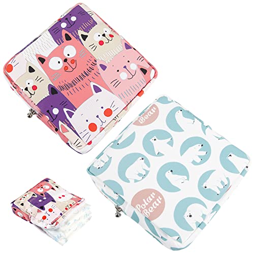 Bolsa de Almacenamiento de Toallas Sanitarias, Orangeone Paquete de 2 Toallas Sanitarias Impermeables, Bolsa de Almacenamiento con Cremallera, Bolsa de Primer Período de 5 x 5 Pulgadas para Niñas Cover
