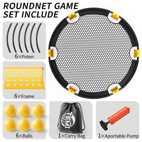 image for TEMI Outdoor Game Set - Includes 6 Balls, Net and Carrying Bag, Beach 