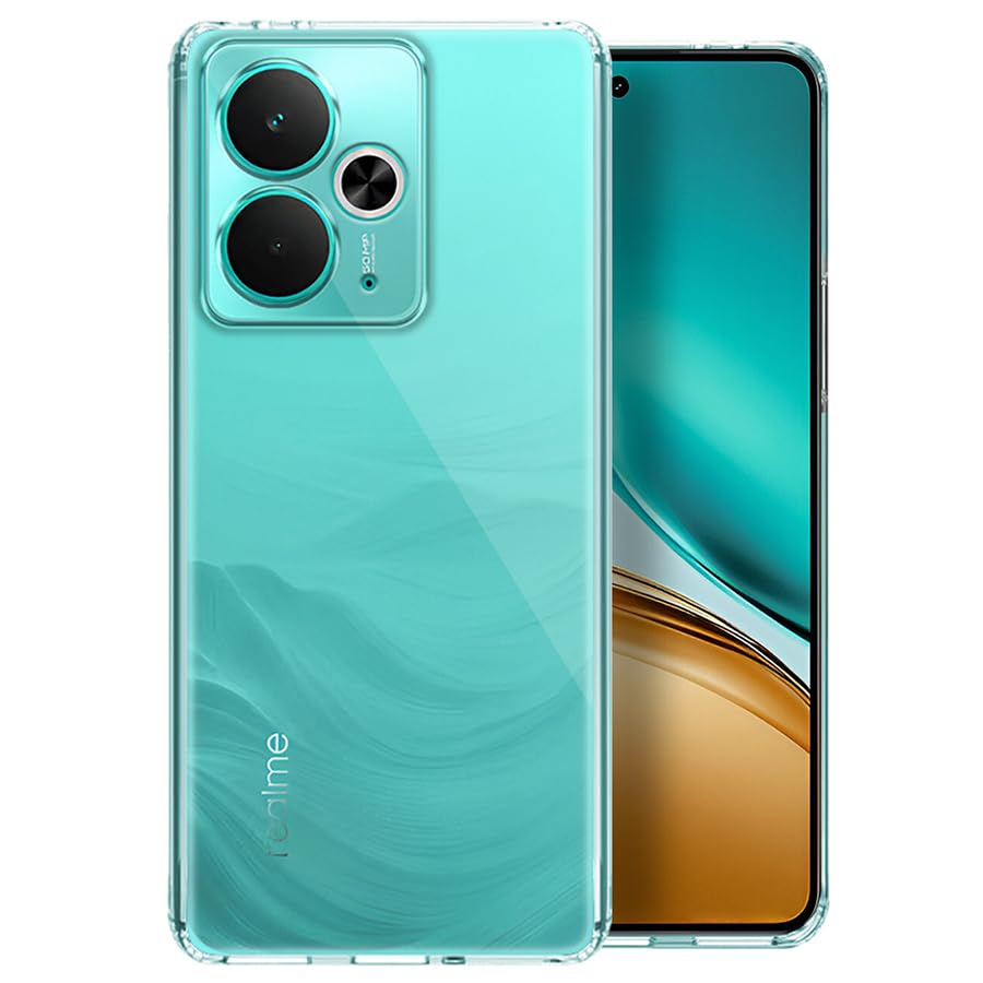 Image of Fashionury Crystal Clear Case for Realme 14T 5G | Yellowing Resistance | Transparent TPU Silicone | Raised Camera Lips | Slim Transparent Cover