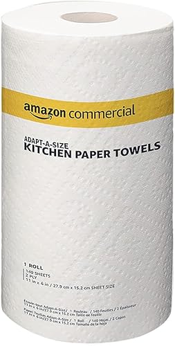 TiendaCommercial Toallas de papel de cocina de 2 capas blancas Adapt-a-a-Size a granel Adapt-a-size envueltas individualmenteCertificado FSC 140