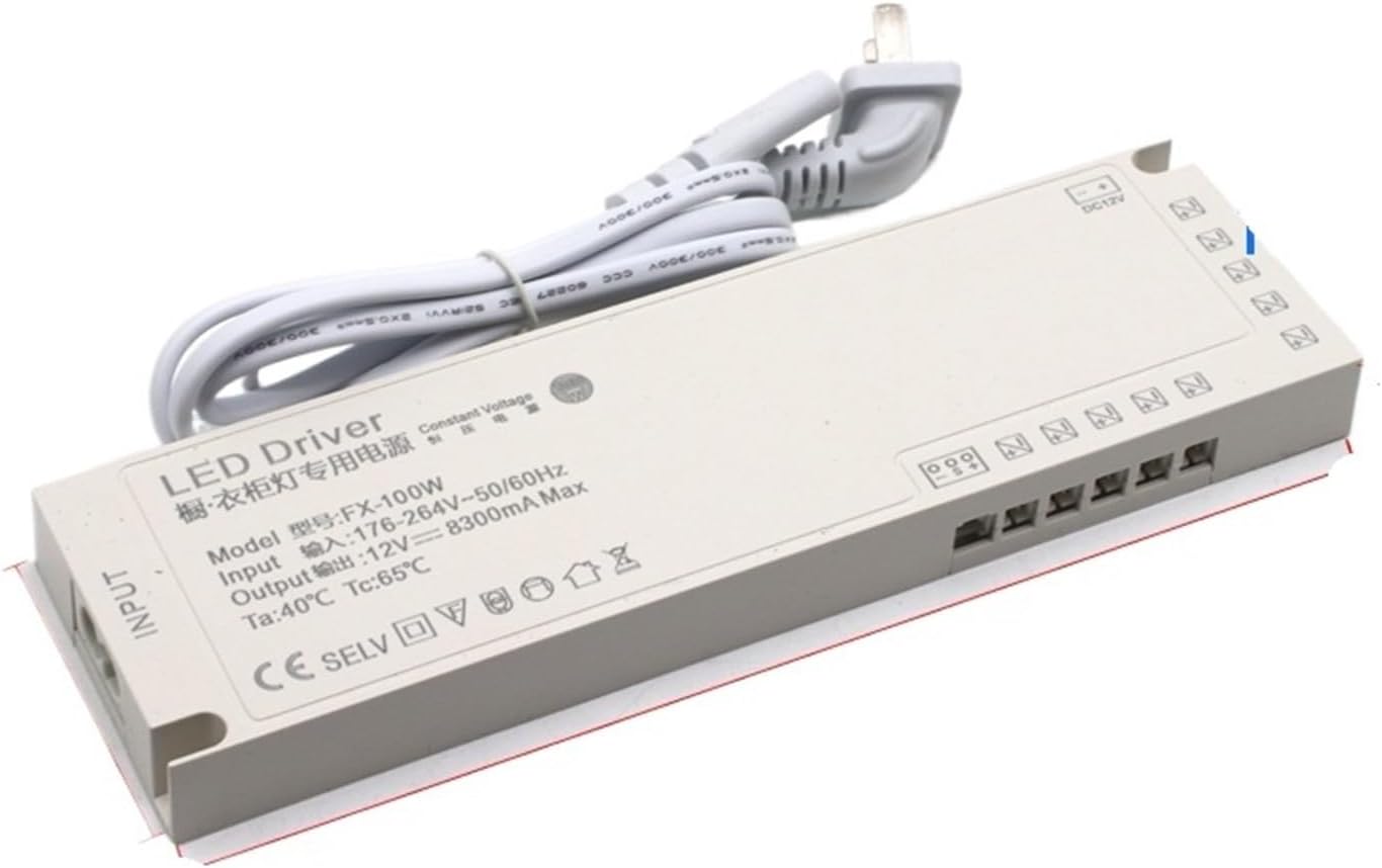 LED Wardrobe Cabinet Light Special Power Switch Wine Cabinet 24v Induction Light Strip Ultra-Thin Transformer 12V(24V 4.1A 100W)