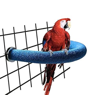 TeTupGa U Shape Parrot Perch Stand Pet Toy Bird Platform Sand Paw Grinding Clean Stick Cage Exercise Conure Budgie Cockatiel Accessories (Blue Small)
