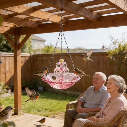 Baño para pájaros con energía solar para decorar balcones y terrazas con efecto cascada 8