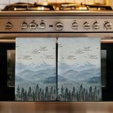 Sonuwahka Watercolor Landscape Kitchen Towels Set of 1, Absorbent Dish Towels for Kitchen, Retro Geese Forest Mountain Microfiber Hand Towel, Quick Drying Tea Towel for Cleaning Decorative Dishcloths